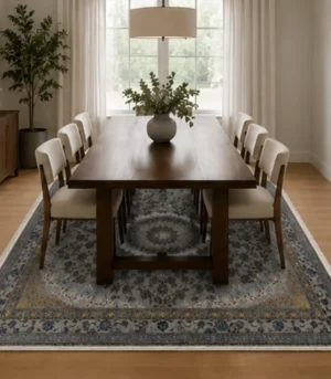Tapis persan richement décoré de motifs floraux entrelacés 1200 Shana table