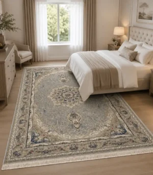 Tapis persan aux motifs complexes, avec médaillon floral, 1500 Shana bed