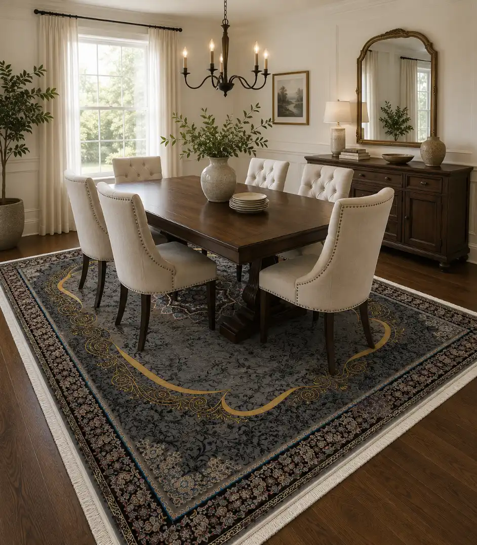 Tapis persan orné au design complexe 1200 Shana dining table