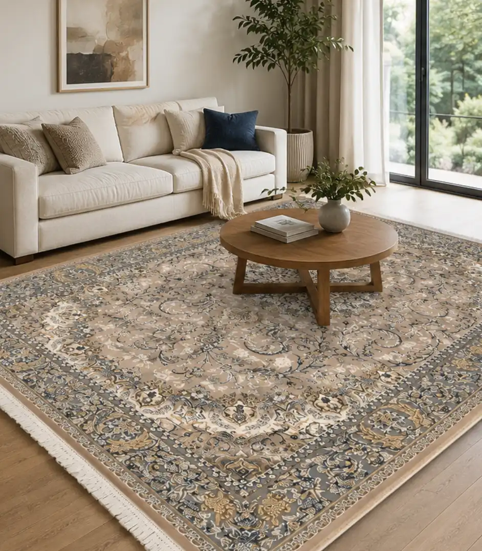 Tapis persan orné sur fond blanc 1500 Shana saloon seating