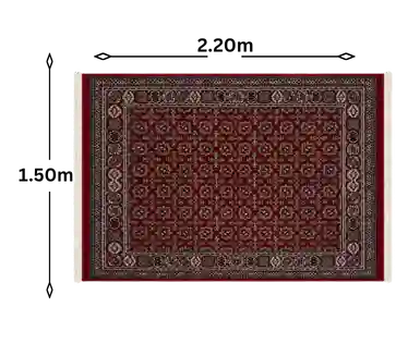 Tapis persan richement décoré avec des pompons – 1200 Shana measurement