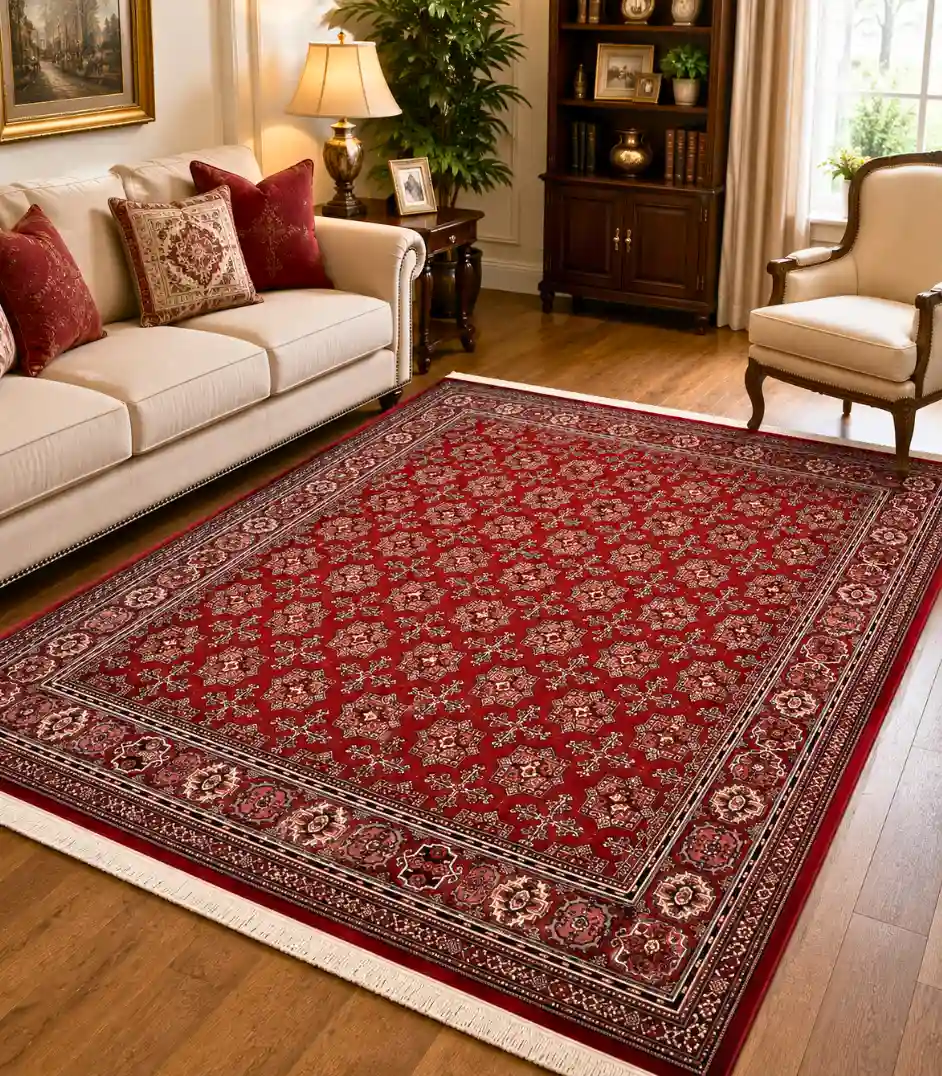 Tapis persan richement décoré avec des pompons – 1200 Shana saloon