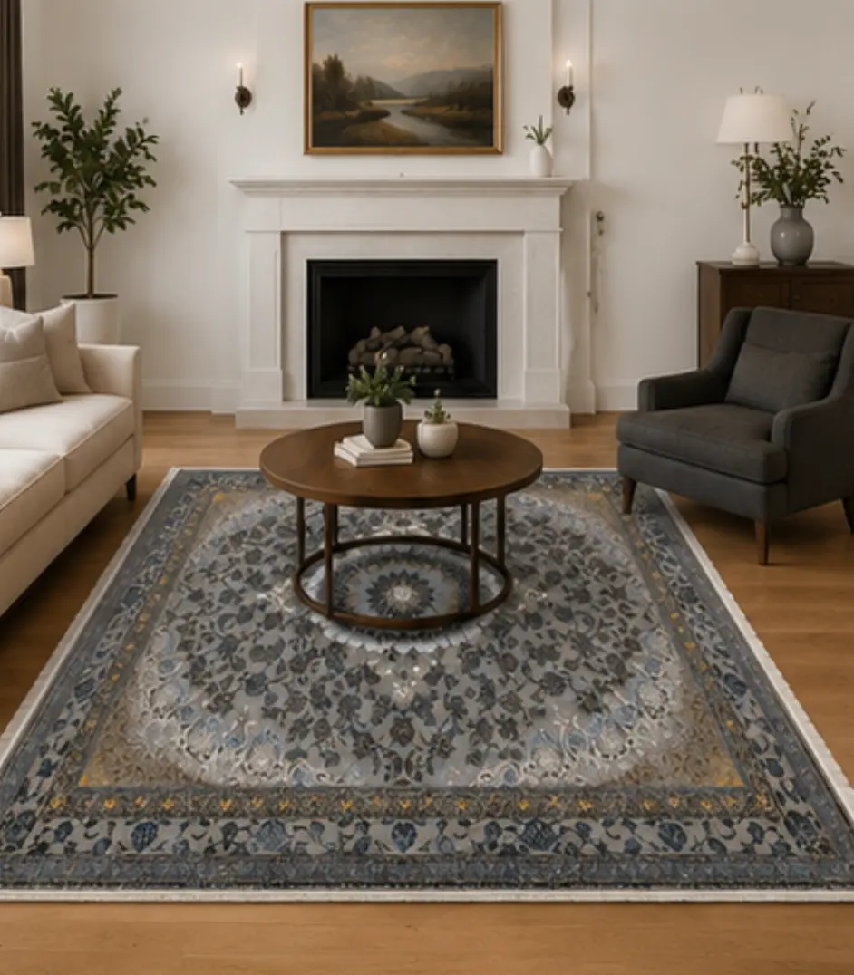 Tapis persan richement décoré de motifs floraux entrelacés 1200 Shana saloon