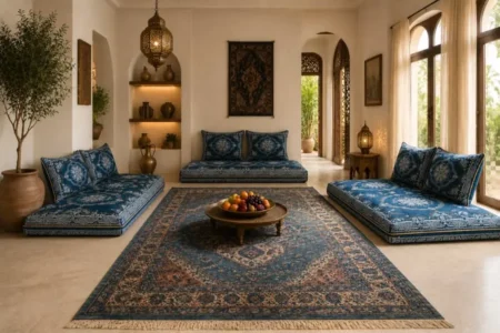 afghane traditionnelle Matela bleu roi 3 seating